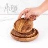 Small Wooden Round Plate Set of 3
