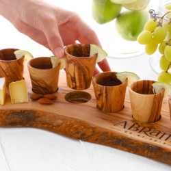 Set of 6 Wooden Shot Glasses with serving Board