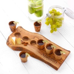 Set of 6 Wooden Shot Glasses with serving Board