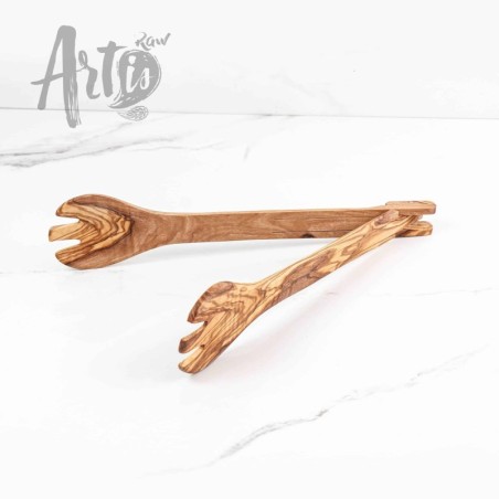 Large Handmade Olive Wood Salad Tongs