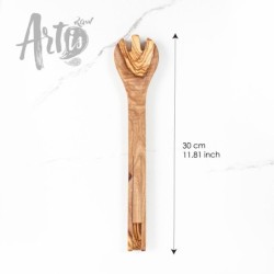 Large Handmade Olive Wood Salad Tongs