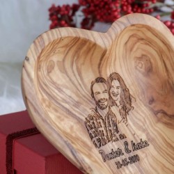 Custom couple portrait on Heart Shaped Wood