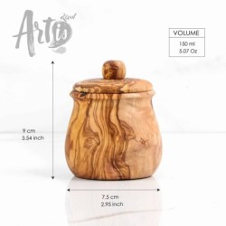 Set of 3 Wood Spice Jars Wooden Lids
