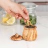 Set of 3 Wood Spice Jars Wooden Lids