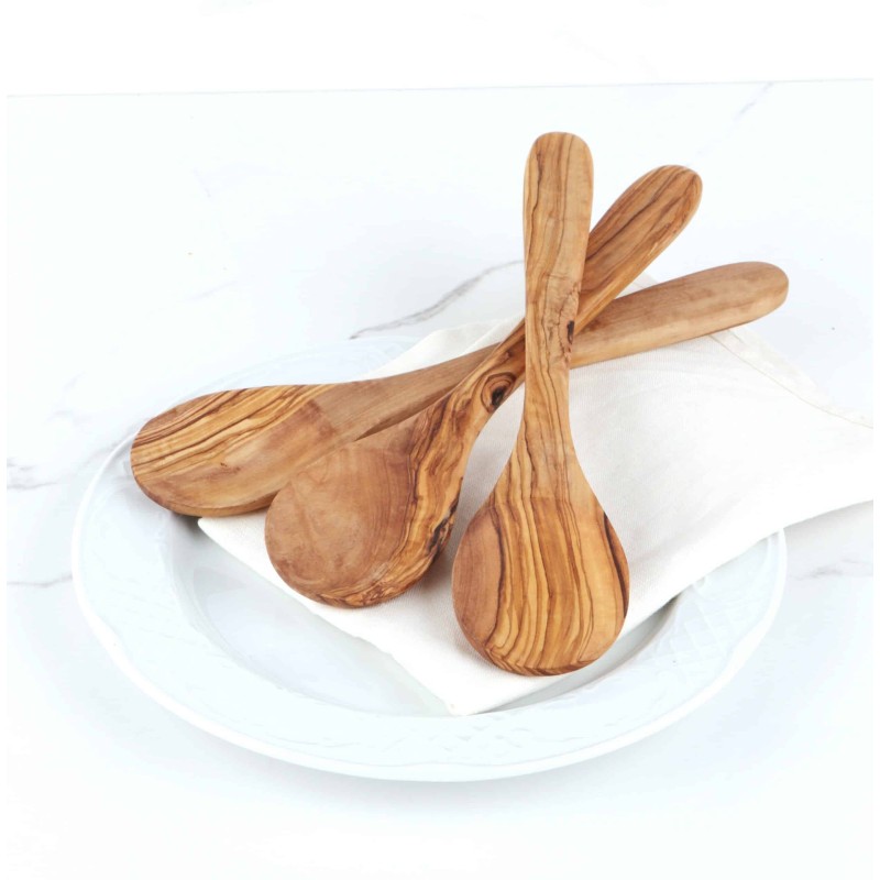 Set of 3 Handmade Olive Wood Spoons for Cooking
