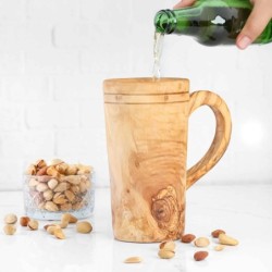 Large Wooden Mug. Handmade Wooden Cup with Handle