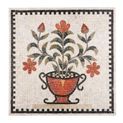 Handmade Floral Mosaic Tile Wall Art