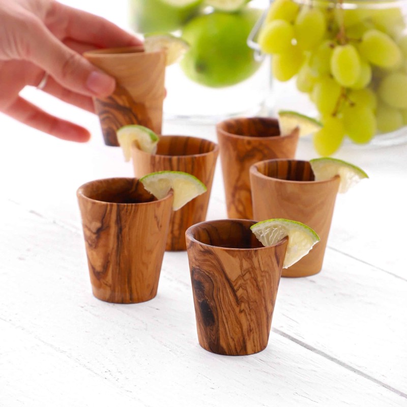 Set of 6 Handmade Wooden Shot Glasses