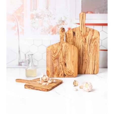 Set of 3 Olive Wood Cutting Boards with Handles