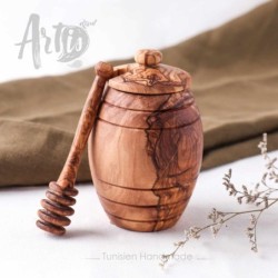 Wooden Honey Pot with Wooden Dipper