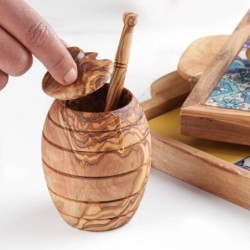 Wooden Honey Pot with Wooden Dipper