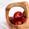 Olive Wood Fruit Basket with Handle – Handcrafted Wooden Kitchen Décor