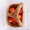 Olive Wood Fruit Basket with Handle – Handcrafted Wooden Kitchen Décor