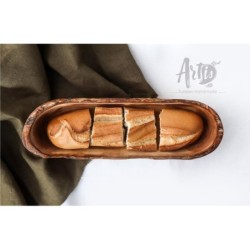 French Bread Basket Handmade from Olive Wood – Rustic Serving Bowl