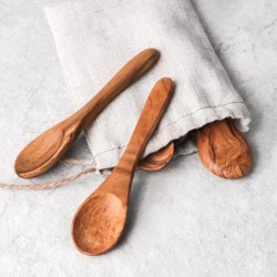 Set of Handmade Small Olive Wood Spoons – Natural Wooden Kitchen Utensils