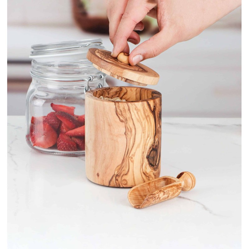 Spice Box Wood Handmade, with Wooden Spoon