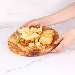 Round Wooden Board, Handmade from Olive Wood